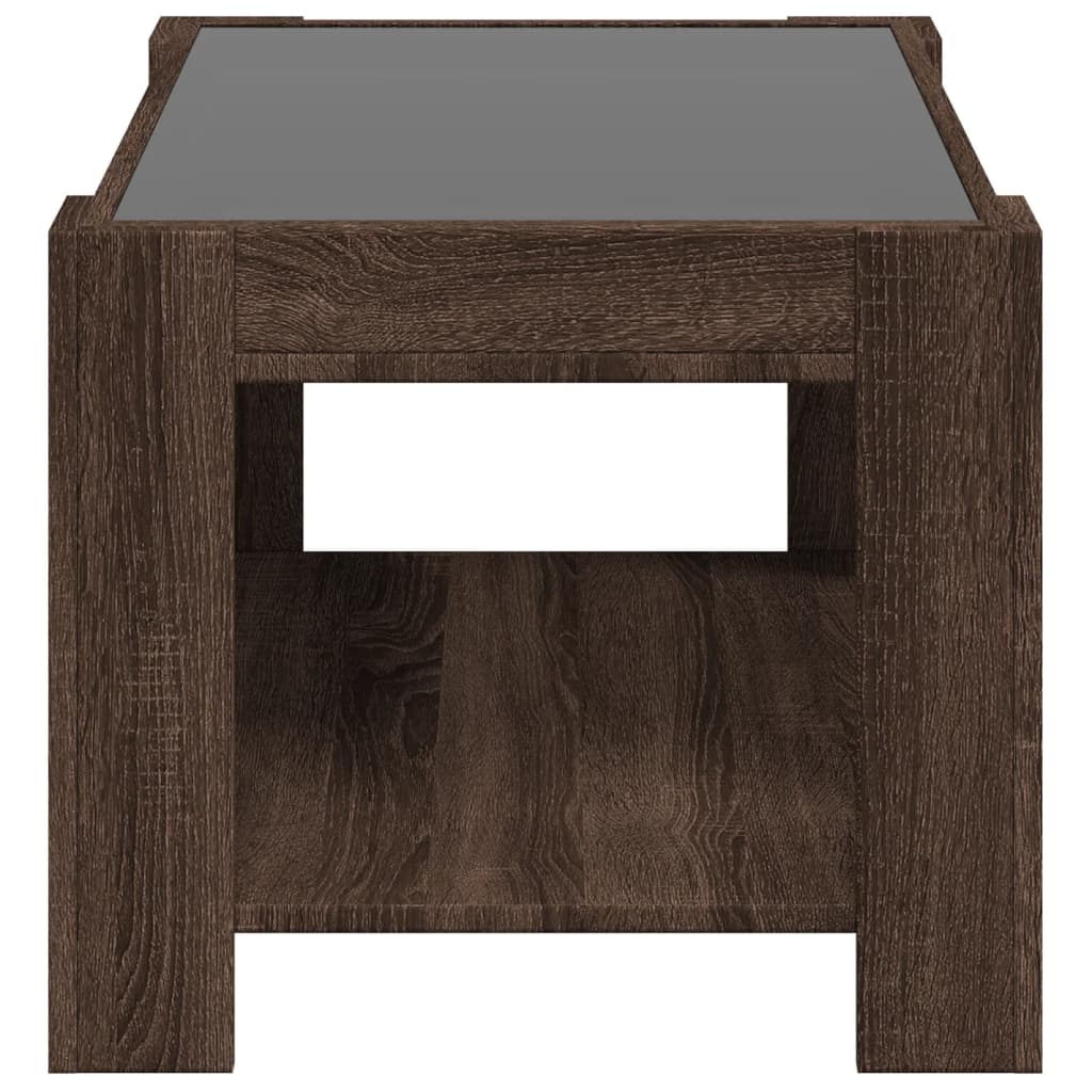 vidaXL Măsuță de cafea cu LED stejar maro 73x53x45 cm lemn prelucrat vidaXL Măsuță de cafea cu LED stejar maro 73x53x45 cm lemn prelucrat