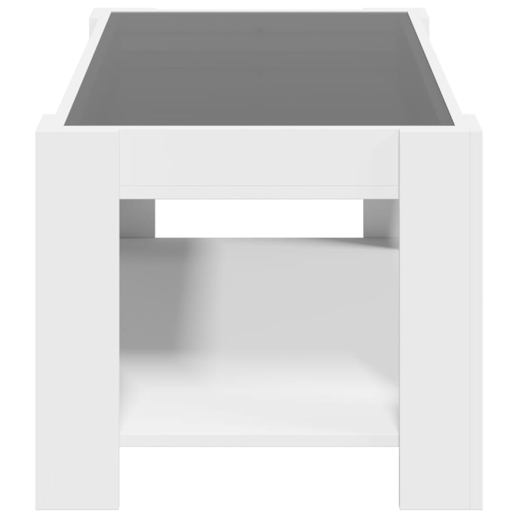 vidaXL Măsuță de cafea cu LED, alb, 93x53x45 cm, lemn prelucrat vidaXL Măsuță de cafea cu LED, alb, 93x53x45 cm, lemn prelucrat