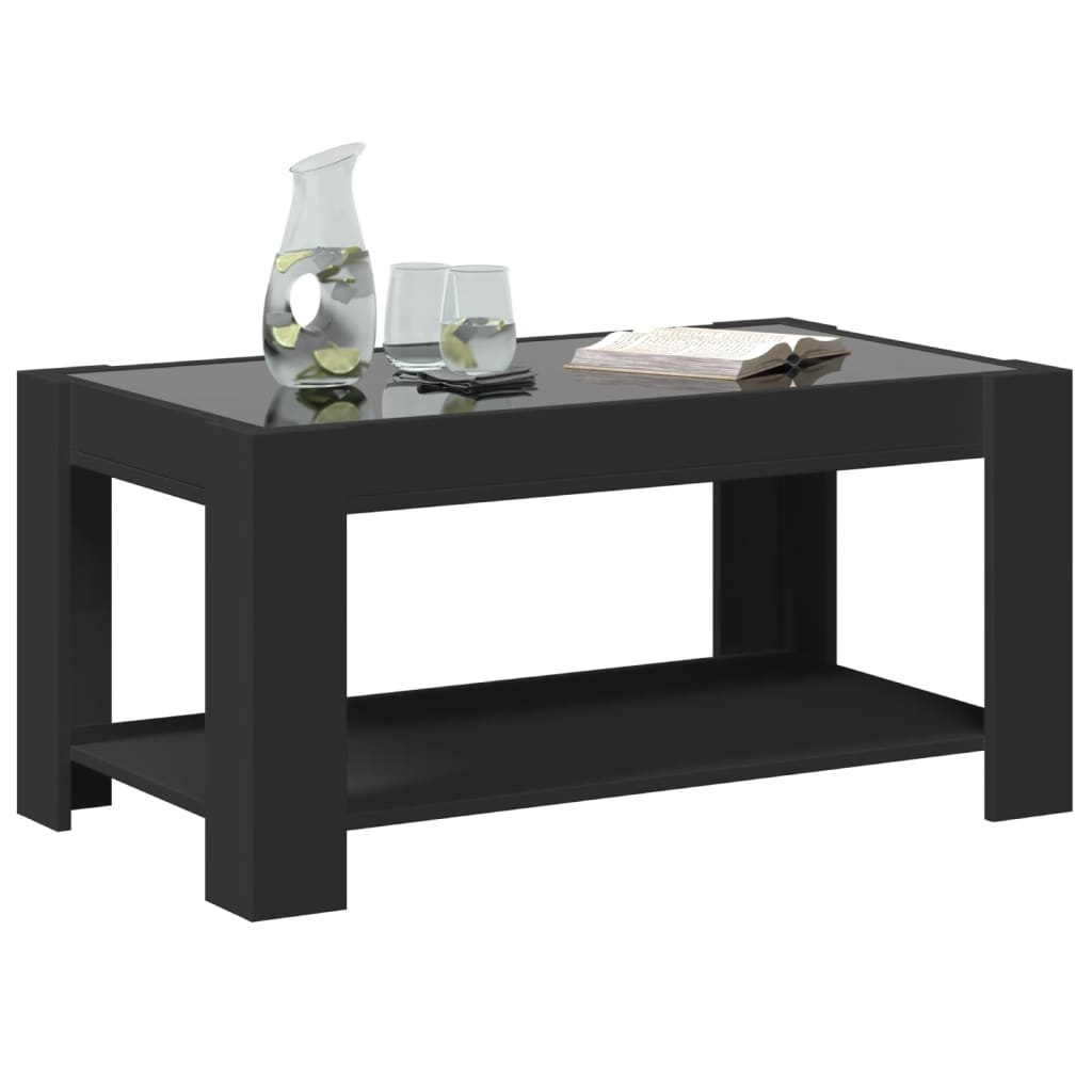 vidaXL Măsuță de cafea cu LED, negru, 93x53x45 cm, lemn prelucrat vidaXL Măsuță de cafea cu LED, negru, 93x53x45 cm, lemn prelucrat