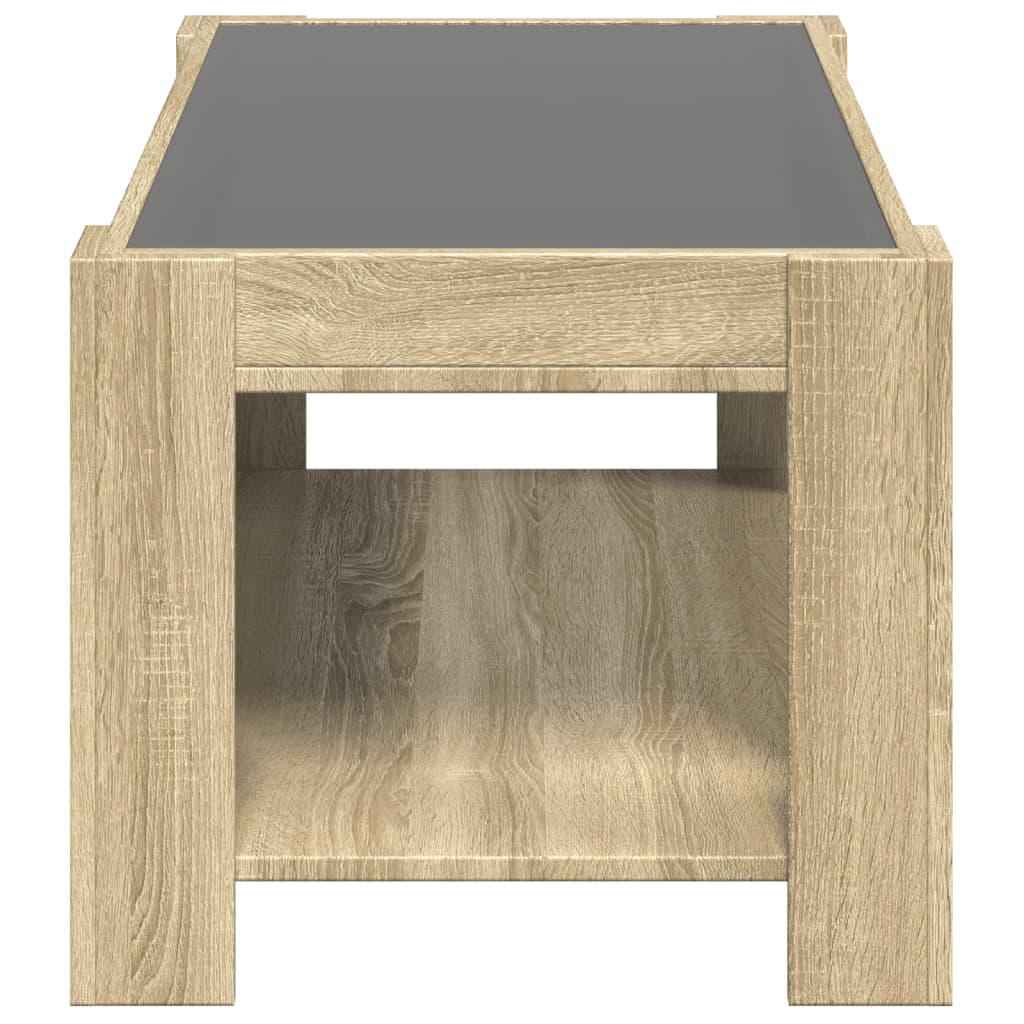 vidaXL Măsuță de cafea cu LED stejar sonoma 93x53x45 cm lemn prelucrat