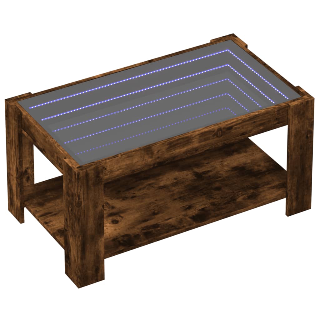 vidaXL Măsuță de cafea cu LED stejar fumuriu 93x53x45cm lemn prelucrat vidaXL Măsuță de cafea cu LED stejar fumuriu 93x53x45cm lemn prelucrat