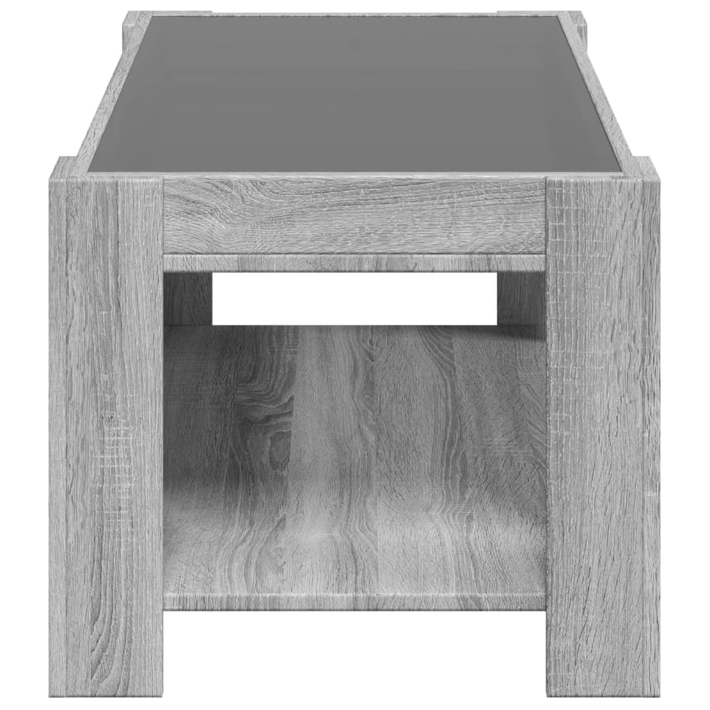 vidaXL Măsuță de cafea cu LED gri sonoma 93x53x45 cm lemn prelucrat vidaXL Măsuță de cafea cu LED gri sonoma 93x53x45 cm lemn prelucrat