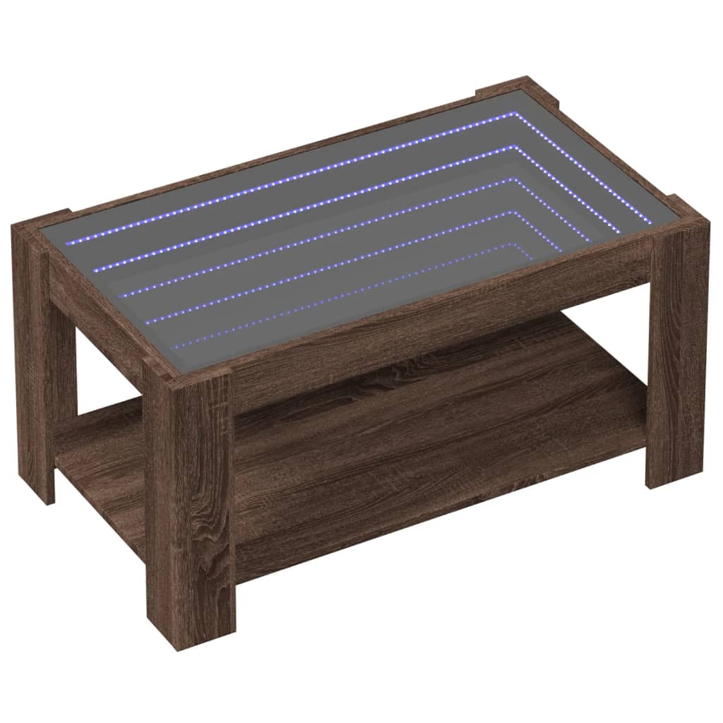 vidaXL Măsuță de cafea cu LED stejar maro 93x53x45 cm lemn prelucrat vidaXL Măsuță de cafea cu LED stejar maro 93x53x45 cm lemn prelucrat