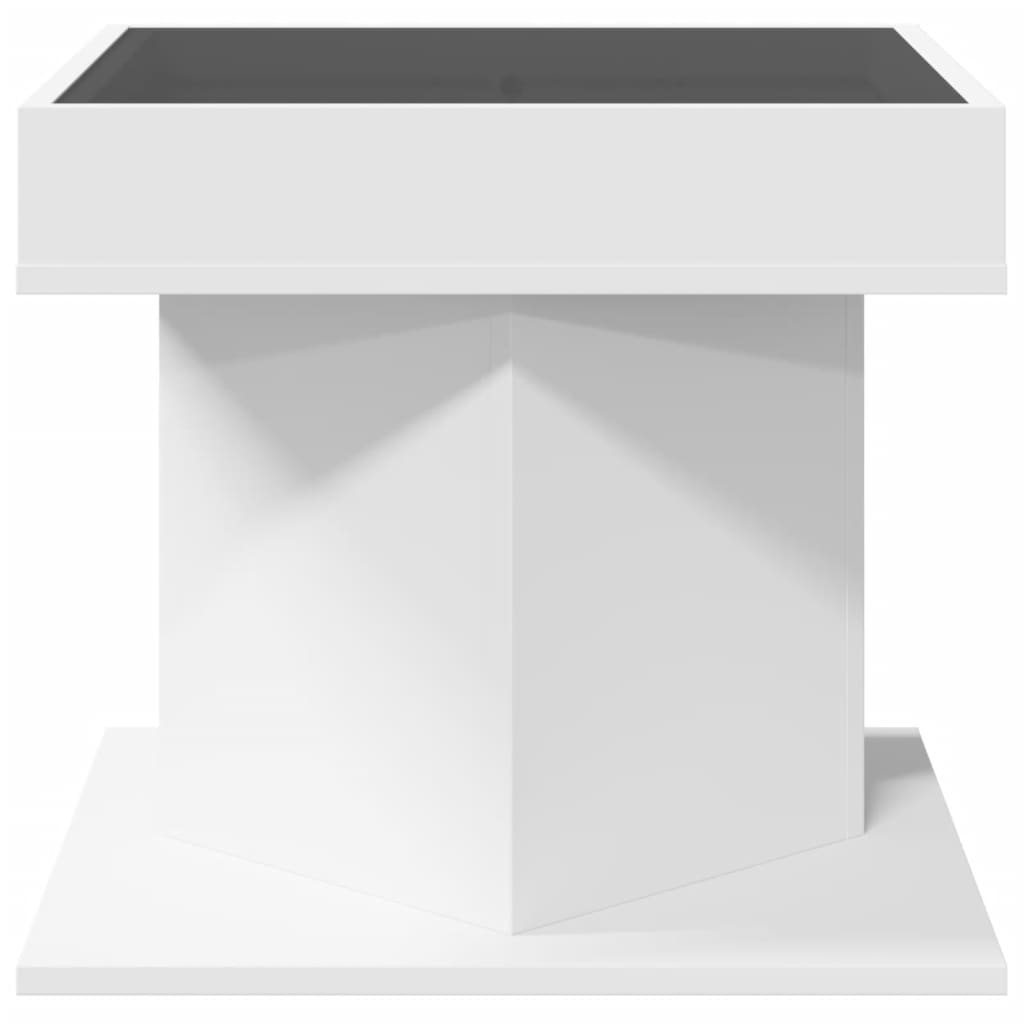 vidaXL Măsuță de cafea cu LED, alb, 50x50x45 cm, lemn prelucrat vidaXL Măsuță de cafea cu LED, alb, 50x50x45 cm, lemn prelucrat