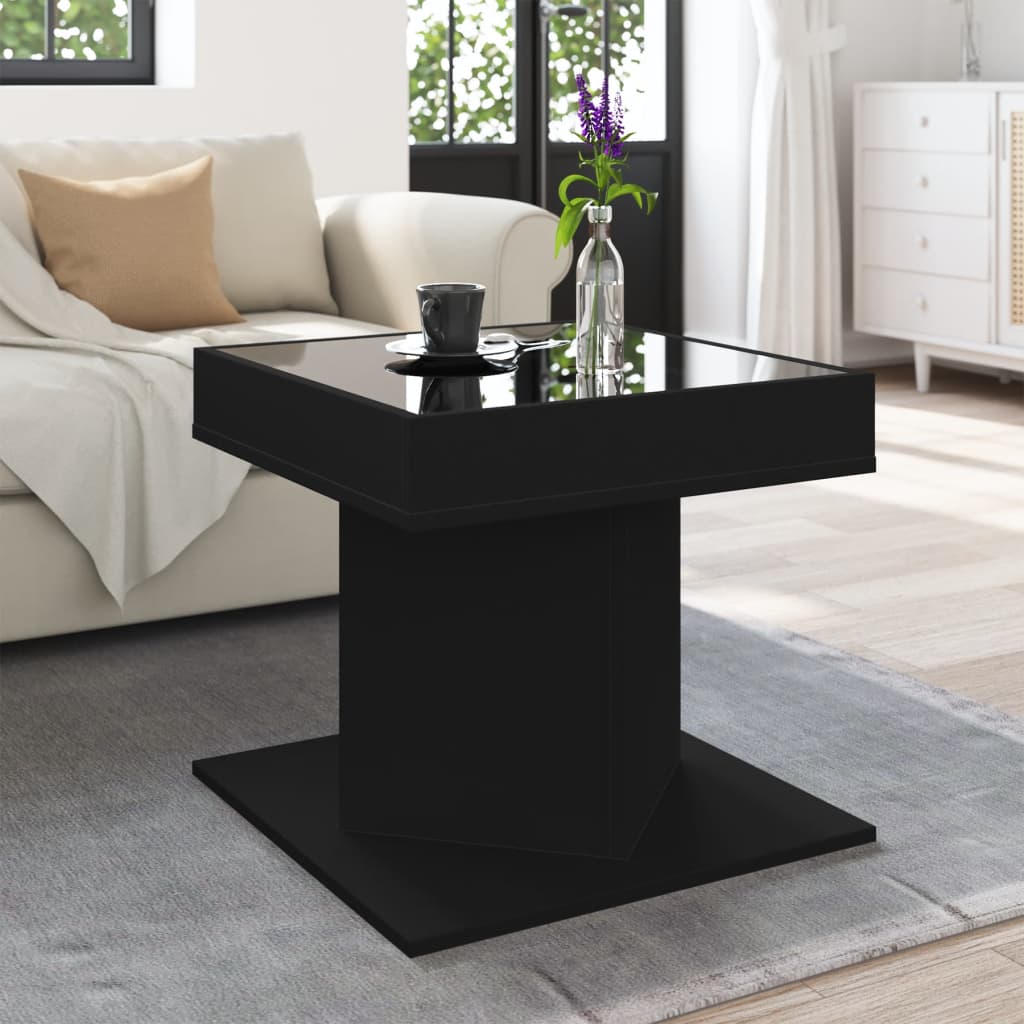 vidaXL Măsuță de cafea cu LED, negru, 50x50x45 cm, lemn prelucrat vidaXL Măsuță de cafea cu LED, negru, 50x50x45 cm, lemn prelucrat