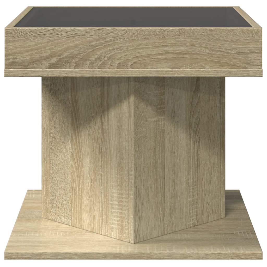 vidaXL Măsuță de cafea cu LED stejar sonoma 50x50x45 cm lemn prelucrat vidaXL Măsuță de cafea cu LED stejar sonoma 50x50x45 cm lemn prelucrat
