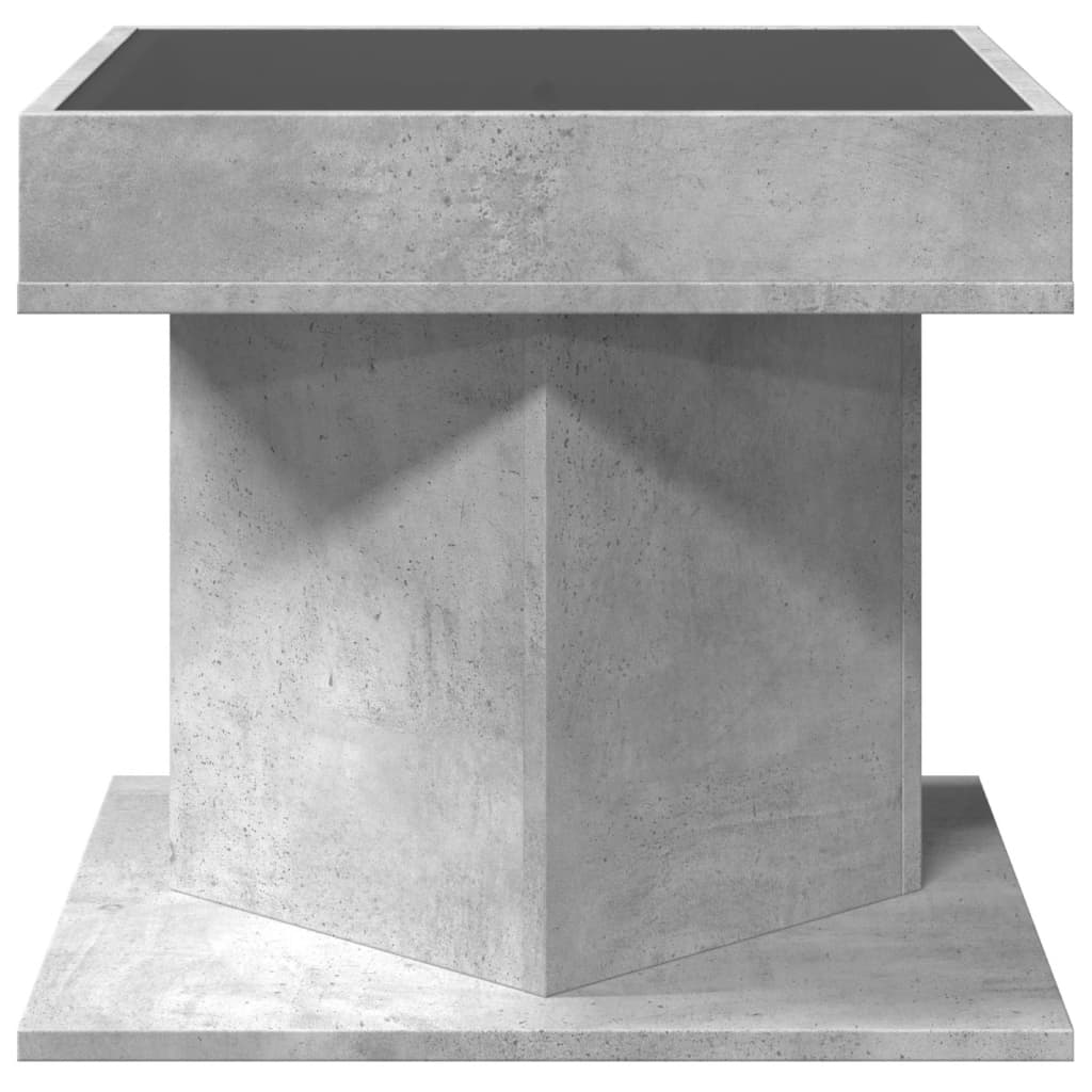 vidaXL Măsuță de cafea cu LED, gri beton, 50x50x45 cm, lemn prelucrat vidaXL Măsuță de cafea cu LED, gri beton, 50x50x45 cm, lemn prelucrat