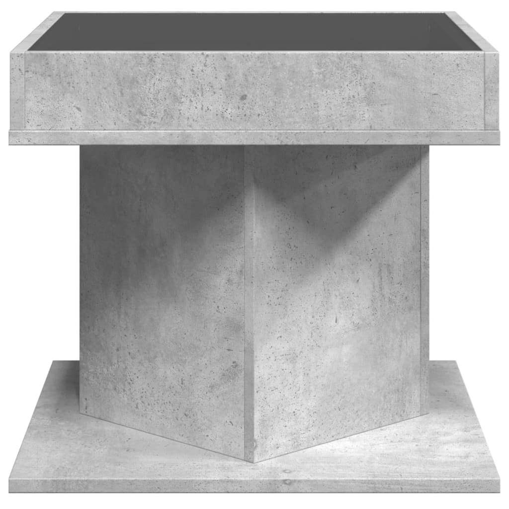 vidaXL Măsuță de cafea cu LED, gri beton, 50x50x45 cm, lemn prelucrat vidaXL Măsuță de cafea cu LED, gri beton, 50x50x45 cm, lemn prelucrat