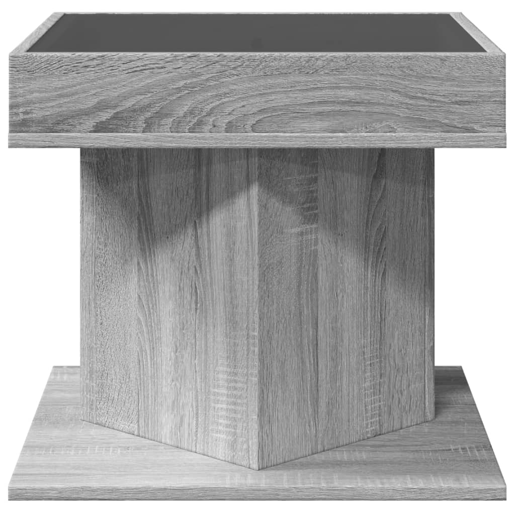 vidaXL Măsuță de cafea cu LED sonoma gri 50x50x45cm lemn prelucrat vidaXL Măsuță de cafea cu LED sonoma gri 50x50x45cm lemn prelucrat