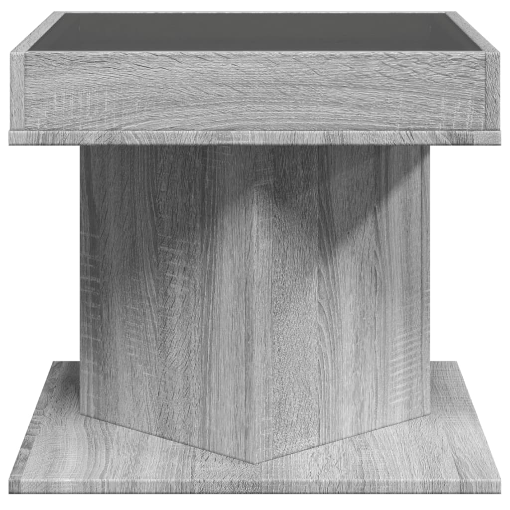 vidaXL Măsuță de cafea cu LED sonoma gri 50x50x45cm lemn prelucrat vidaXL Măsuță de cafea cu LED sonoma gri 50x50x45cm lemn prelucrat