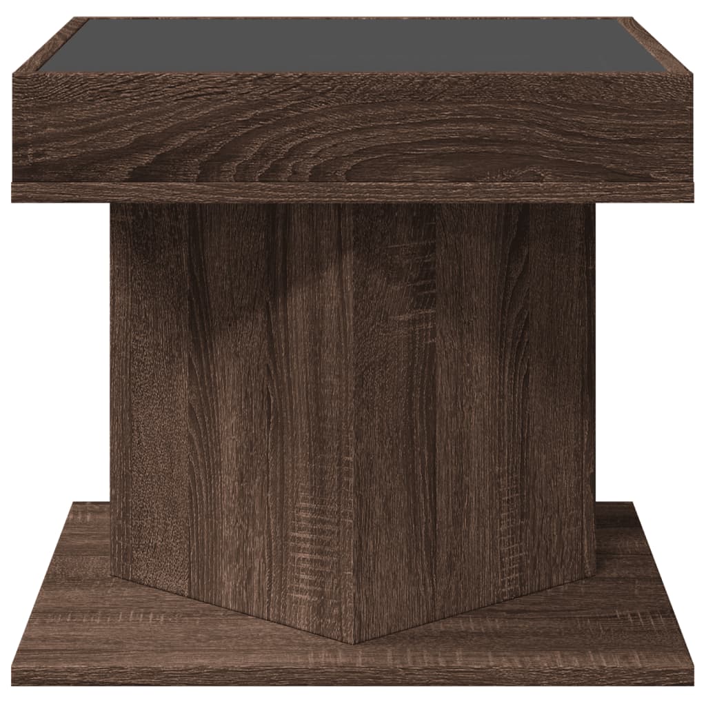 vidaXL Măsuță de cafea cu LED stejar maro 50x50x45 cm lemn prelucrat vidaXL Măsuță de cafea cu LED stejar maro 50x50x45 cm lemn prelucrat