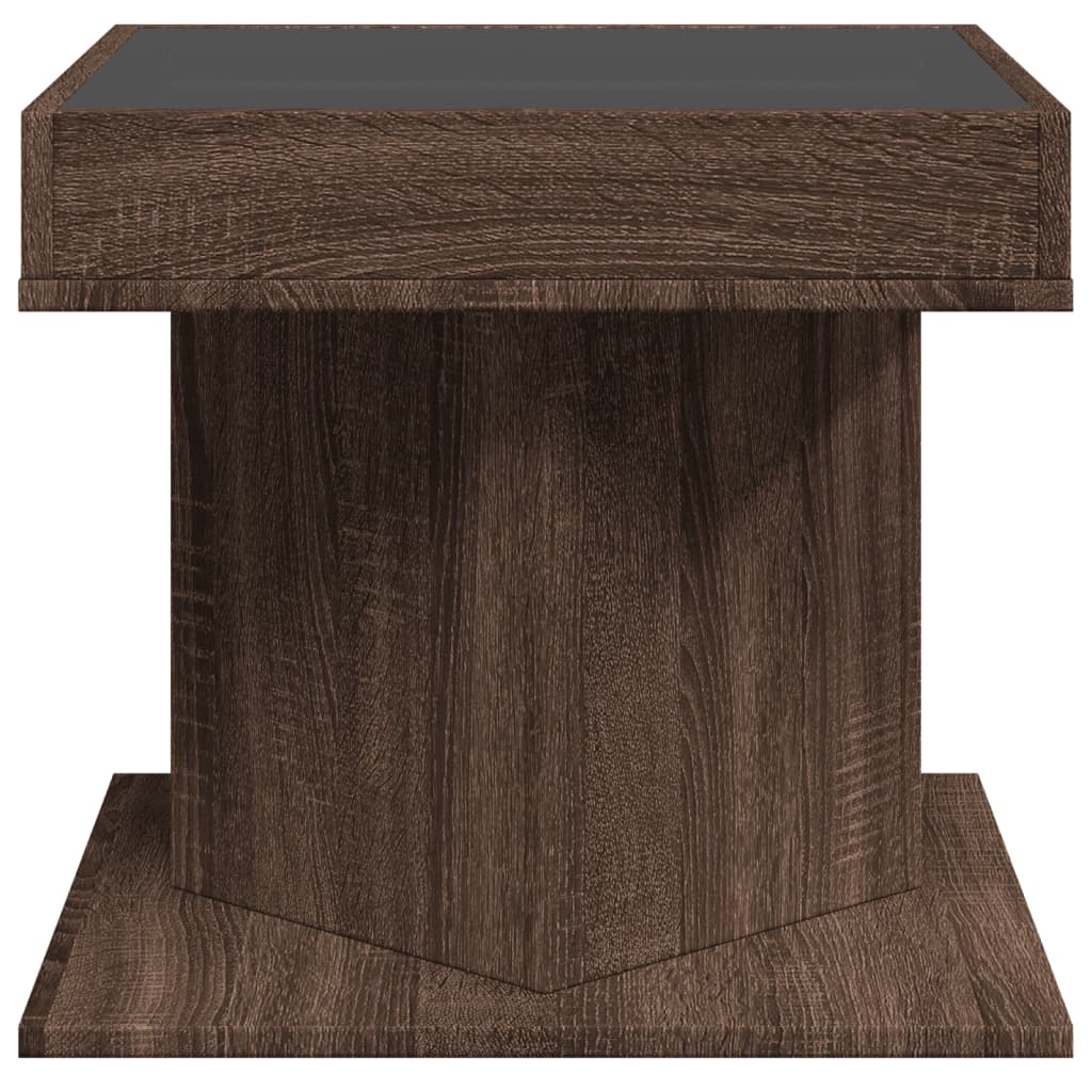 vidaXL Măsuță de cafea cu LED stejar maro 50x50x45 cm lemn prelucrat vidaXL Măsuță de cafea cu LED stejar maro 50x50x45 cm lemn prelucrat