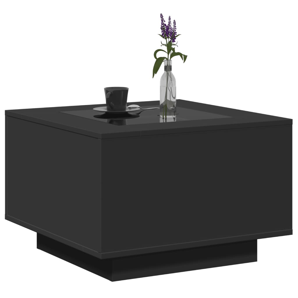 vidaXL Măsuță de cafea cu LED, negru, 60x60x40 cm, lemn prelucrat vidaXL Măsuță de cafea cu LED, negru, 60x60x40 cm, lemn prelucrat