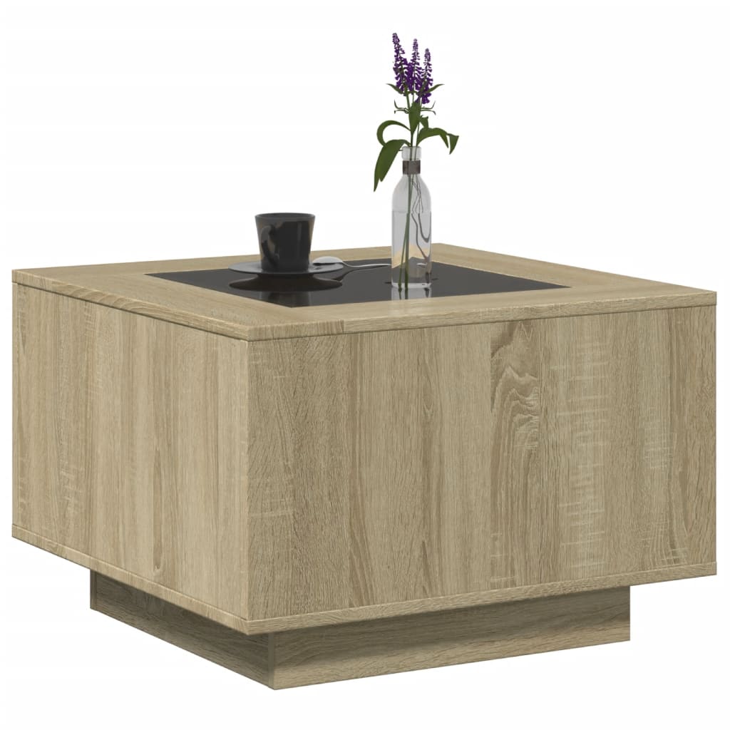 vidaXL Măsuță cafea cu LED, stejar Sonoma, 60x60x40 cm, lemn prelucrat vidaXL Măsuță cafea cu LED, stejar Sonoma, 60x60x40 cm, lemn prelucrat