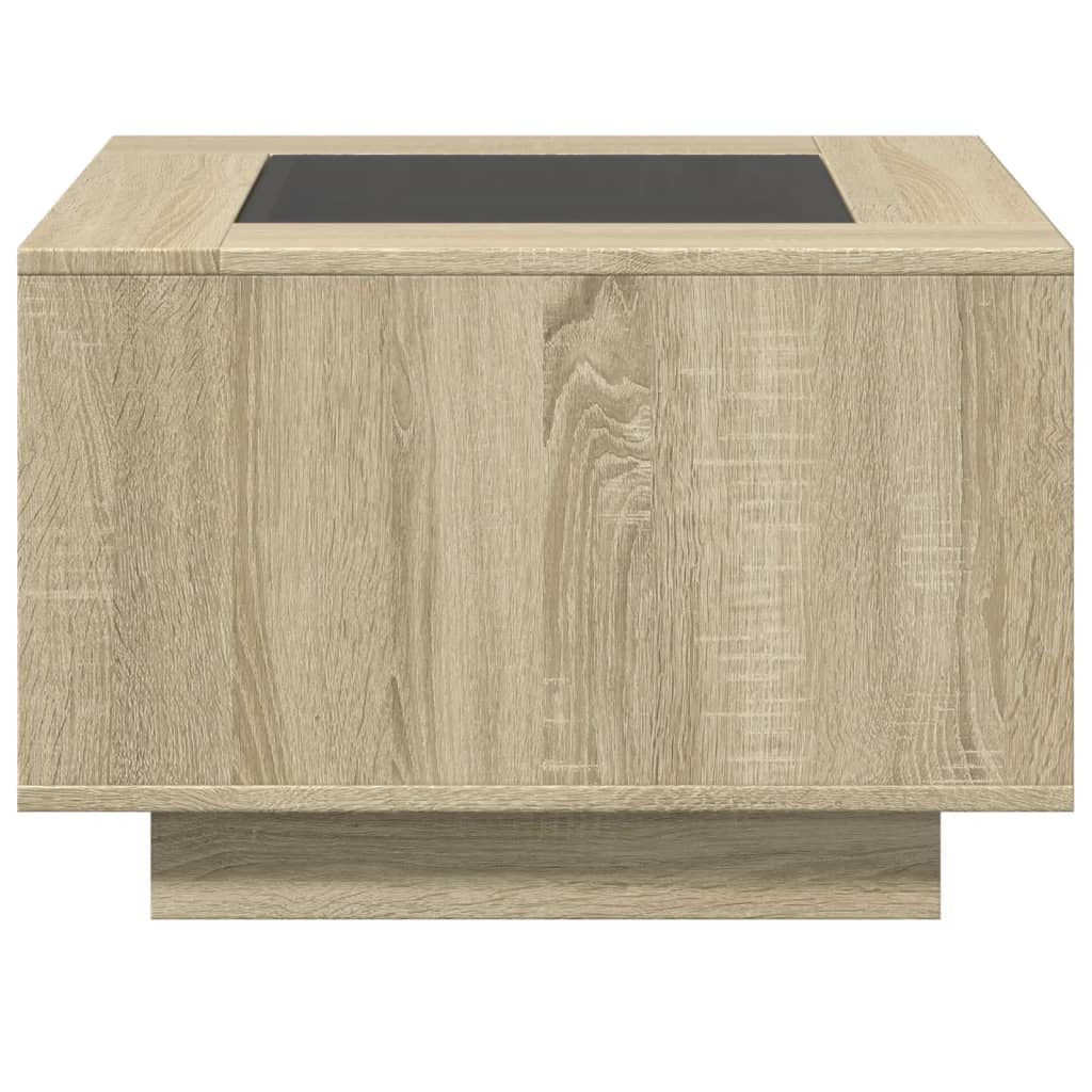 vidaXL Măsuță cafea cu LED, stejar Sonoma, 60x60x40 cm, lemn prelucrat vidaXL Măsuță cafea cu LED, stejar Sonoma, 60x60x40 cm, lemn prelucrat