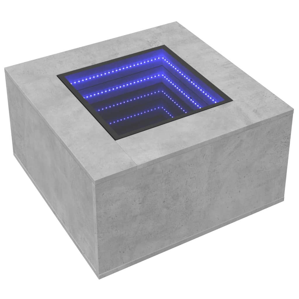 vidaXL Măsuță de cafea cu LED, gri beton, 60x60x40 cm, lemn prelucrat vidaXL Măsuță de cafea cu LED, gri beton, 60x60x40 cm, lemn prelucrat