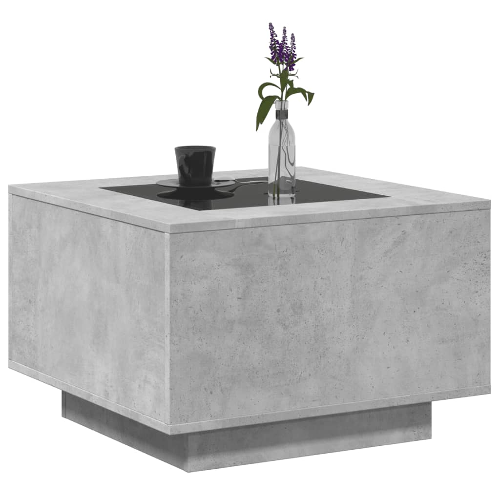 vidaXL Măsuță de cafea cu LED, gri beton, 60x60x40 cm, lemn prelucrat vidaXL Măsuță de cafea cu LED, gri beton, 60x60x40 cm, lemn prelucrat
