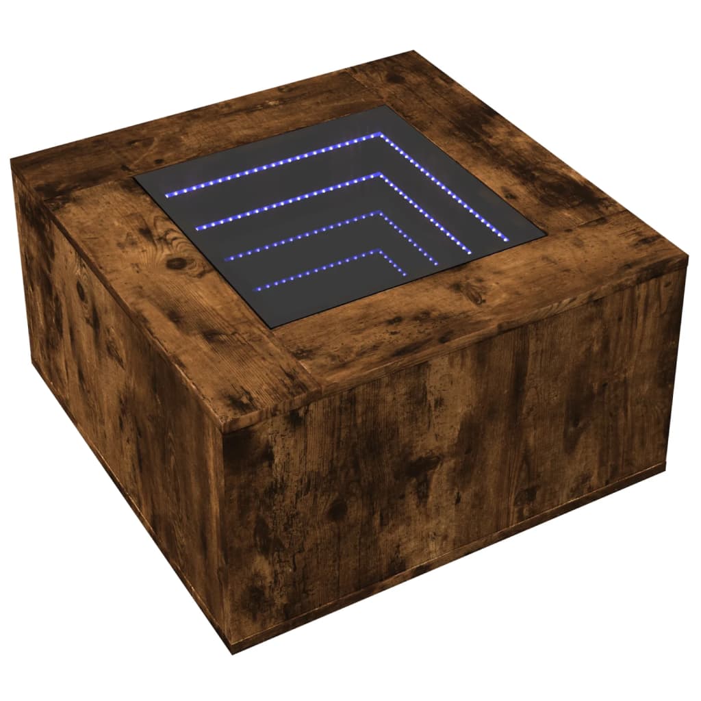 vidaXL Măsuță de cafea cu LED stejar fumuriu 60x60x40cm lemn prelucrat vidaXL Măsuță de cafea cu LED stejar fumuriu 60x60x40cm lemn prelucrat