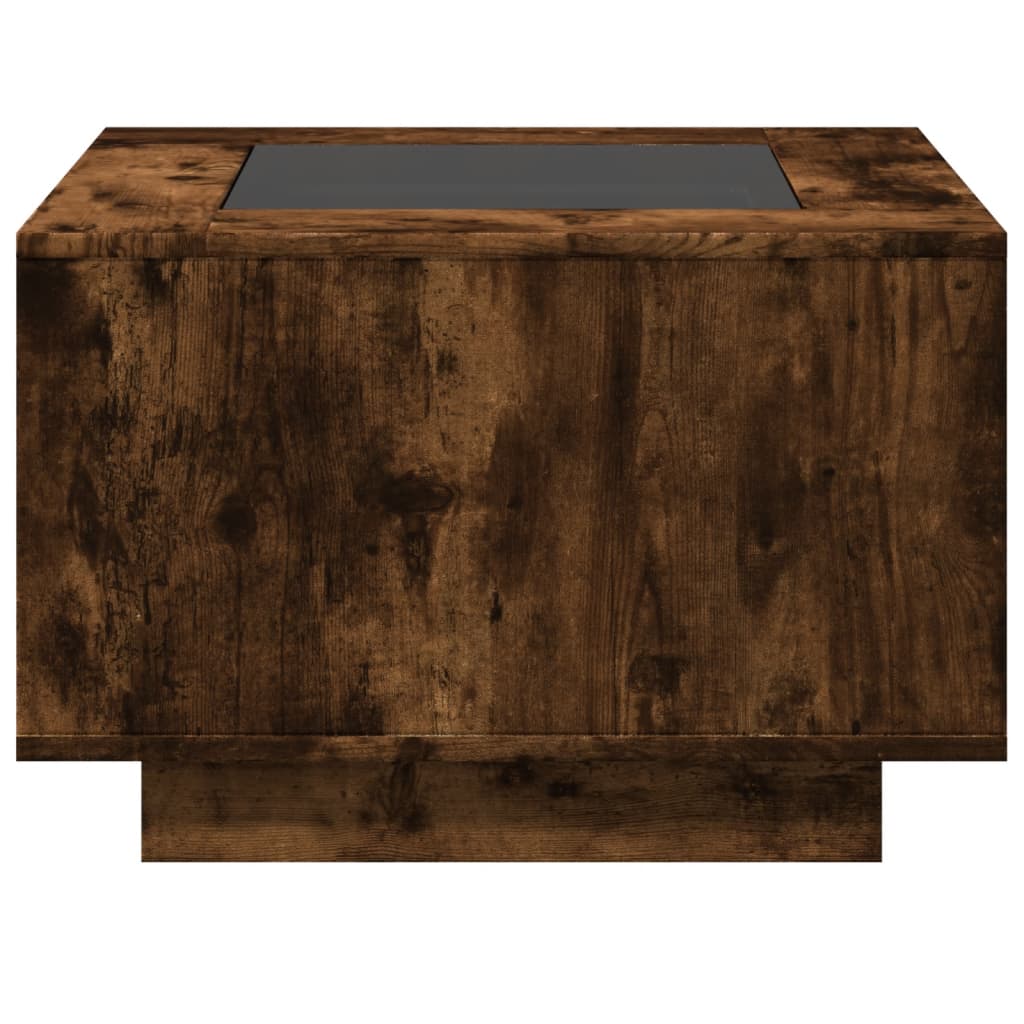 vidaXL Măsuță de cafea cu LED stejar fumuriu 60x60x40cm lemn prelucrat vidaXL Măsuță de cafea cu LED stejar fumuriu 60x60x40cm lemn prelucrat