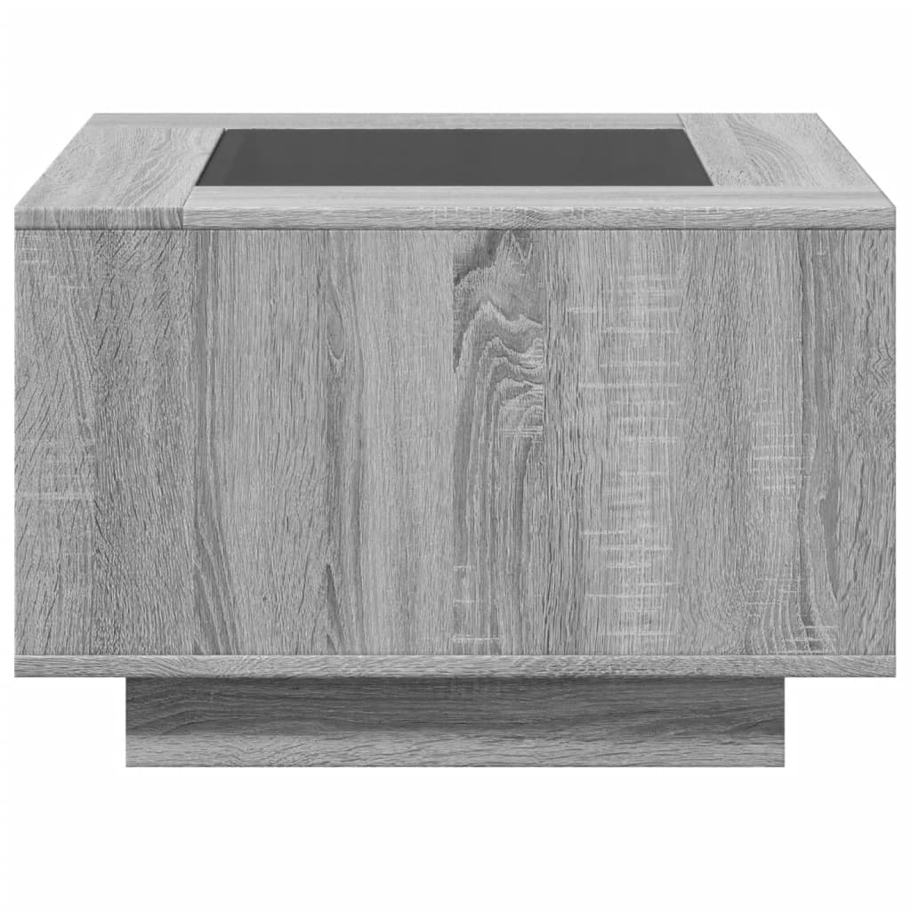 vidaXL Măsuță de cafea cu LED, gri sonoma, 60x60x40 cm, lemn prelucrat vidaXL Măsuță de cafea cu LED, gri sonoma, 60x60x40 cm, lemn prelucrat