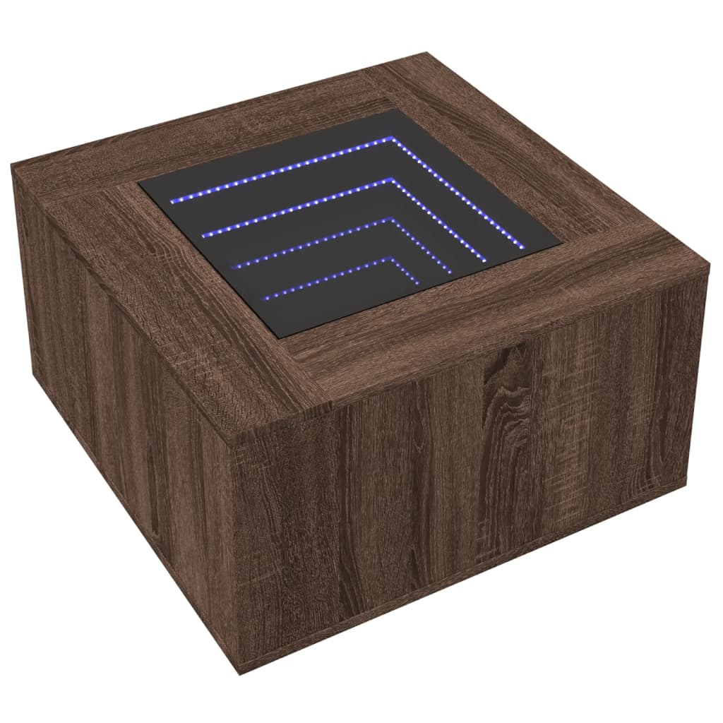 vidaXL Măsuță de cafea cu LED stejar maro 60x60x40 cm lemn prelucrat vidaXL Măsuță de cafea cu LED stejar maro 60x60x40 cm lemn prelucrat