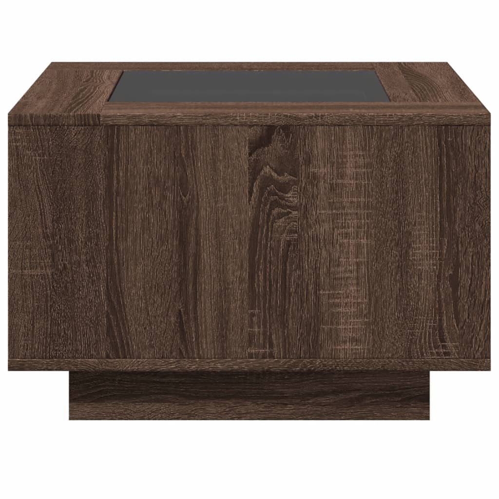vidaXL Măsuță de cafea cu LED stejar maro 60x60x40 cm lemn prelucrat vidaXL Măsuță de cafea cu LED stejar maro 60x60x40 cm lemn prelucrat