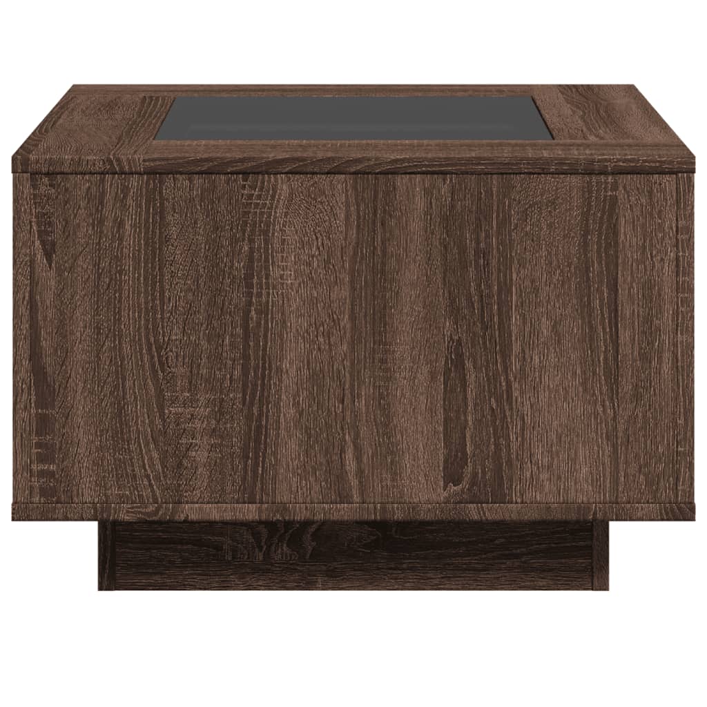 vidaXL Măsuță de cafea cu LED stejar maro 60x60x40 cm lemn prelucrat vidaXL Măsuță de cafea cu LED stejar maro 60x60x40 cm lemn prelucrat