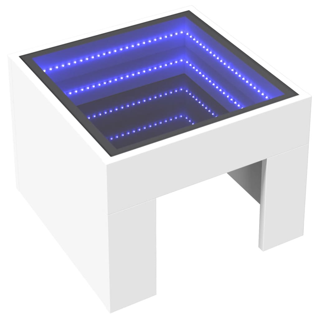 vidaXL Măsuță de cafea cu LED infinity, alb, 40x40x30 cm vidaXL Măsuță de cafea cu LED infinity, alb, 40x40x30 cm