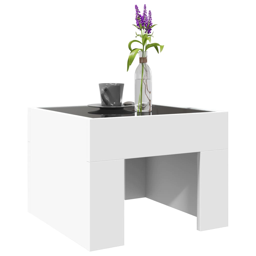 vidaXL Măsuță de cafea cu LED infinity, alb, 40x40x30 cm vidaXL Măsuță de cafea cu LED infinity, alb, 40x40x30 cm