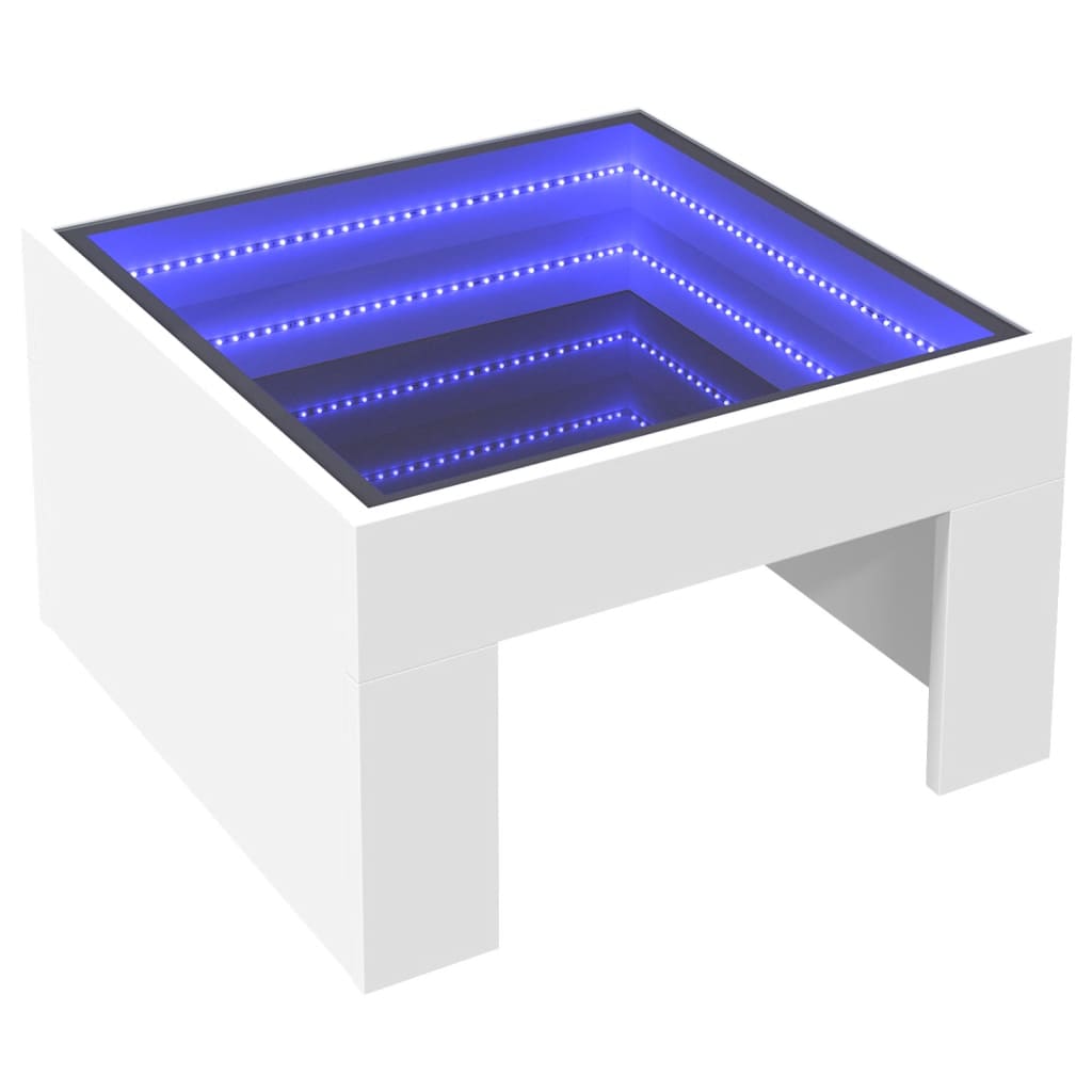 vidaXL Măsuță de cafea cu LED infinity, alb, 50x50x30 cm vidaXL Măsuță de cafea cu LED infinity, alb, 50x50x30 cm