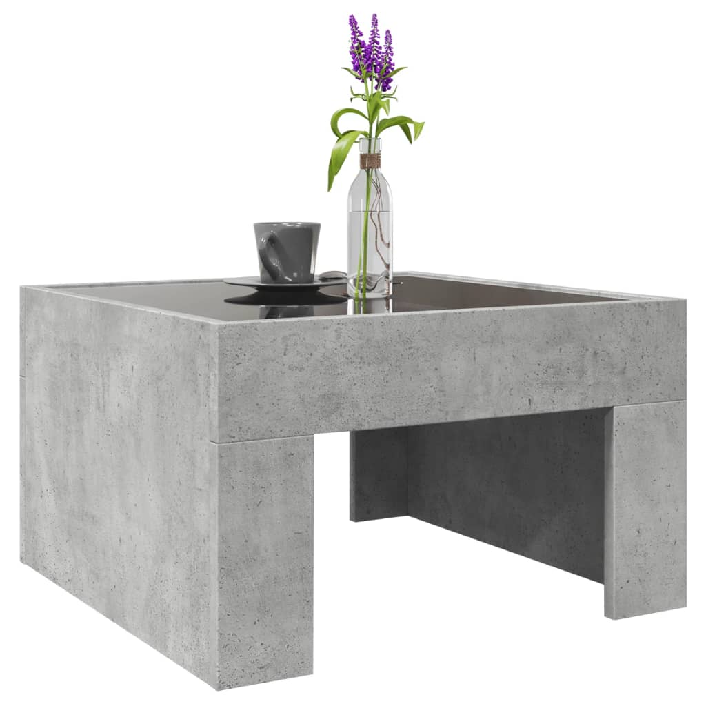 vidaXL Măsuță de cafea cu LED infinity, gri beton, 50x50x30 cm vidaXL Măsuță de cafea cu LED infinity, gri beton, 50x50x30 cm