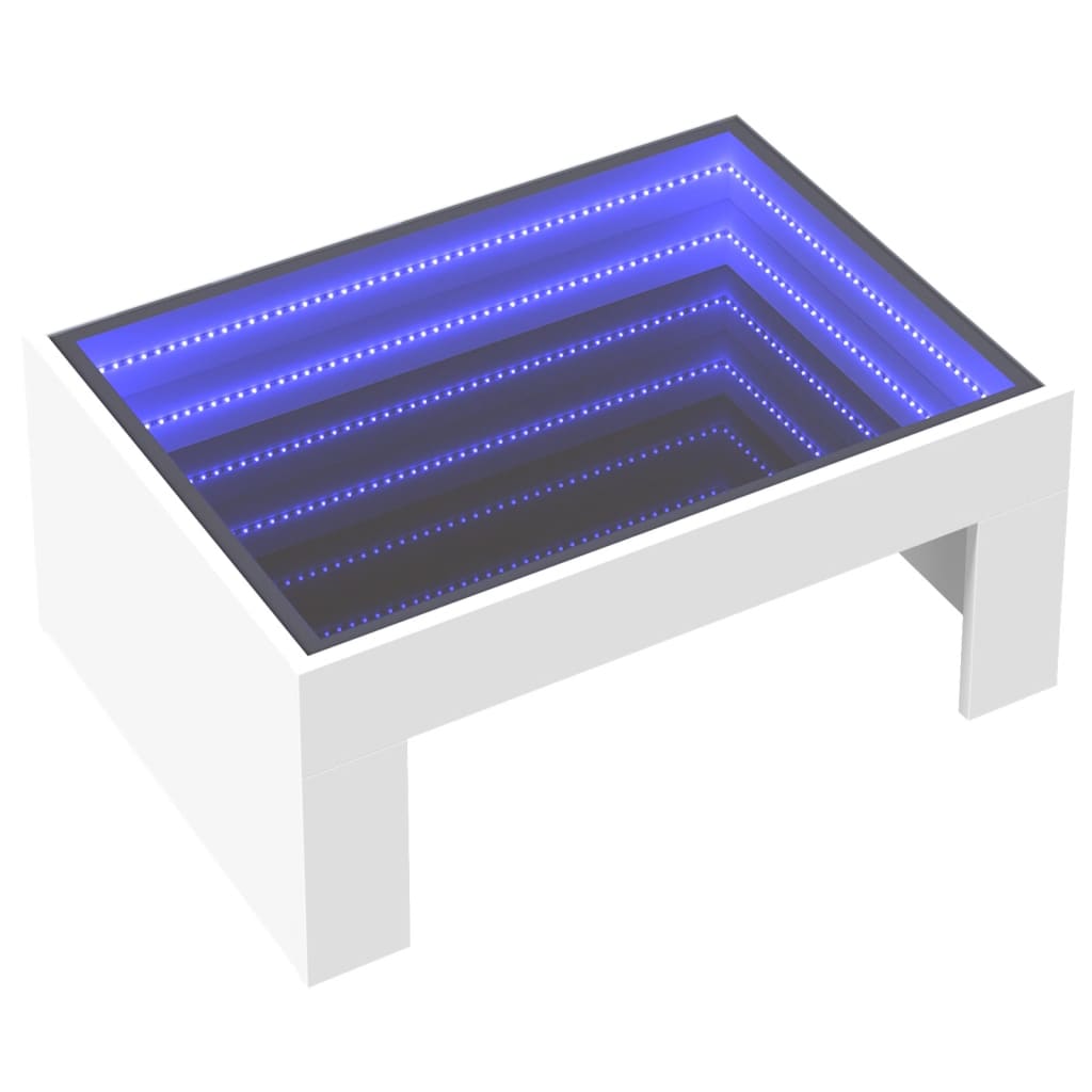 vidaXL Măsuță de cafea cu LED infinity, alb, 70x50x30 cm vidaXL Măsuță de cafea cu LED infinity, alb, 70x50x30 cm