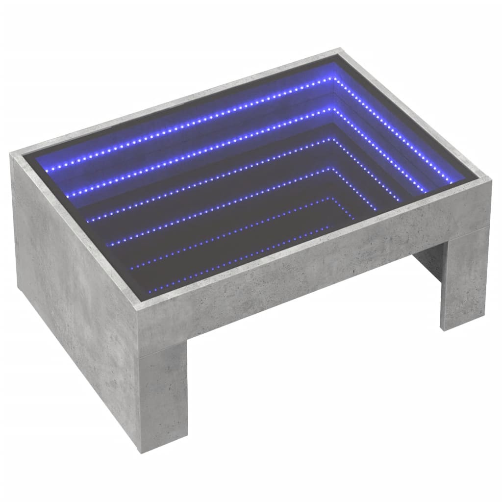 vidaXL Măsuță de cafea cu LED infinity, gri beton, 70x50x30 cm vidaXL Măsuță de cafea cu LED infinity, gri beton, 70x50x30 cm