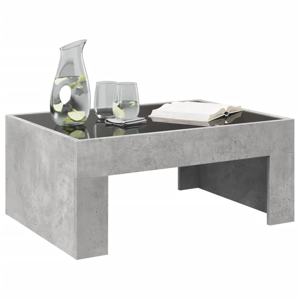 vidaXL Măsuță de cafea cu LED infinity, gri beton, 70x50x30 cm vidaXL Măsuță de cafea cu LED infinity, gri beton, 70x50x30 cm