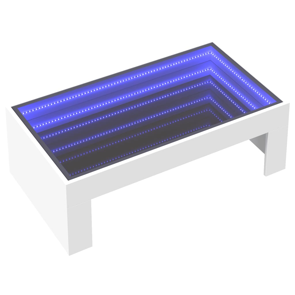 vidaXL Măsuță de cafea cu LED infinity, alb, 90x50x30 cm vidaXL Măsuță de cafea cu LED infinity, alb, 90x50x30 cm