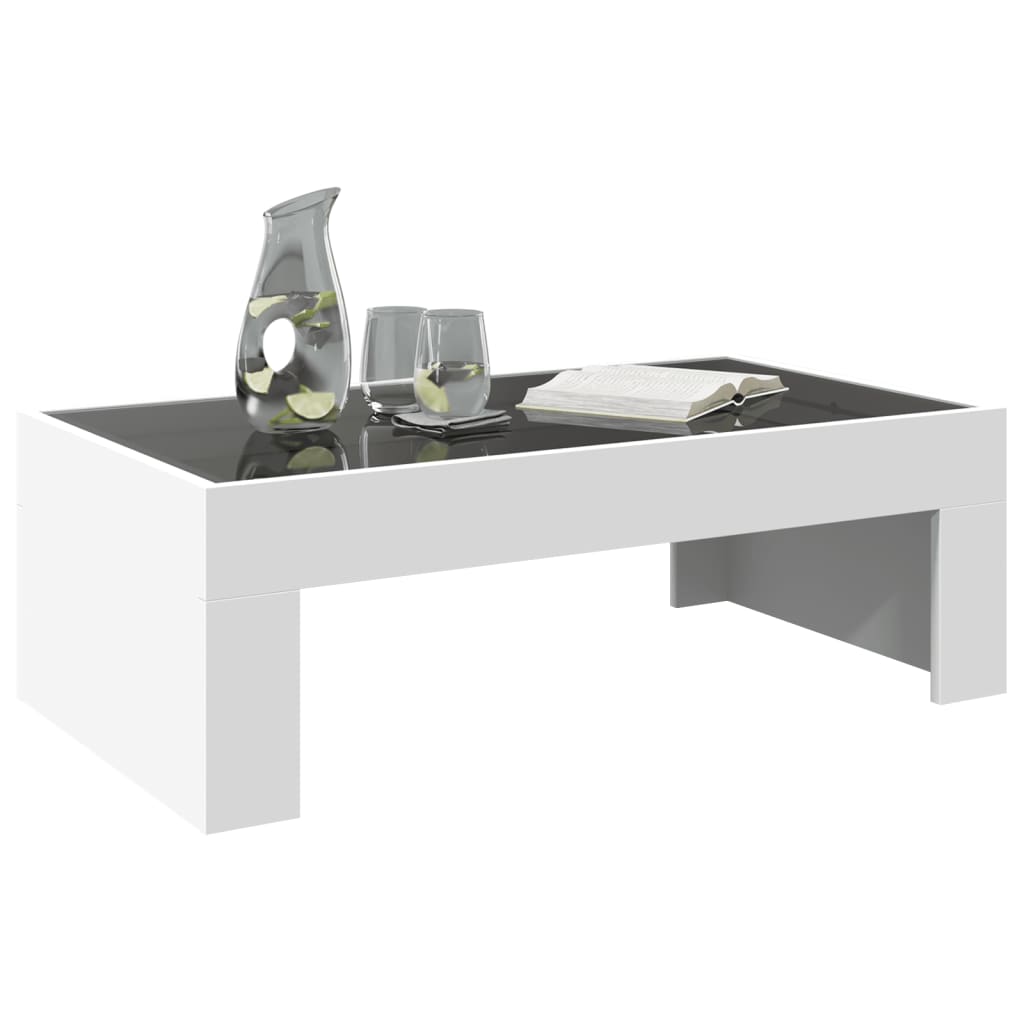 vidaXL Măsuță de cafea cu LED infinity, alb, 90x50x30 cm vidaXL Măsuță de cafea cu LED infinity, alb, 90x50x30 cm