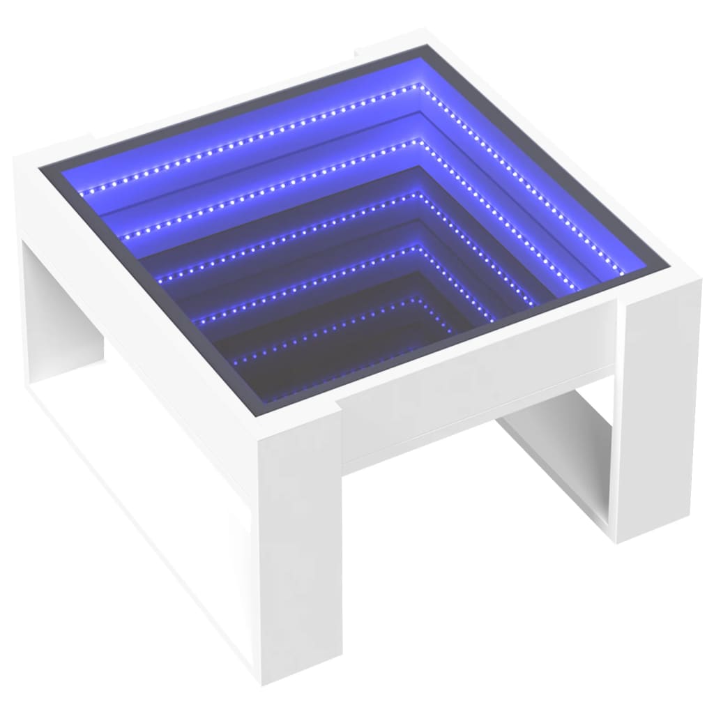vidaXL Măsuță de cafea cu LED infinity, alb, 50x53x30 cm vidaXL Măsuță de cafea cu LED infinity, alb, 50x53x30 cm