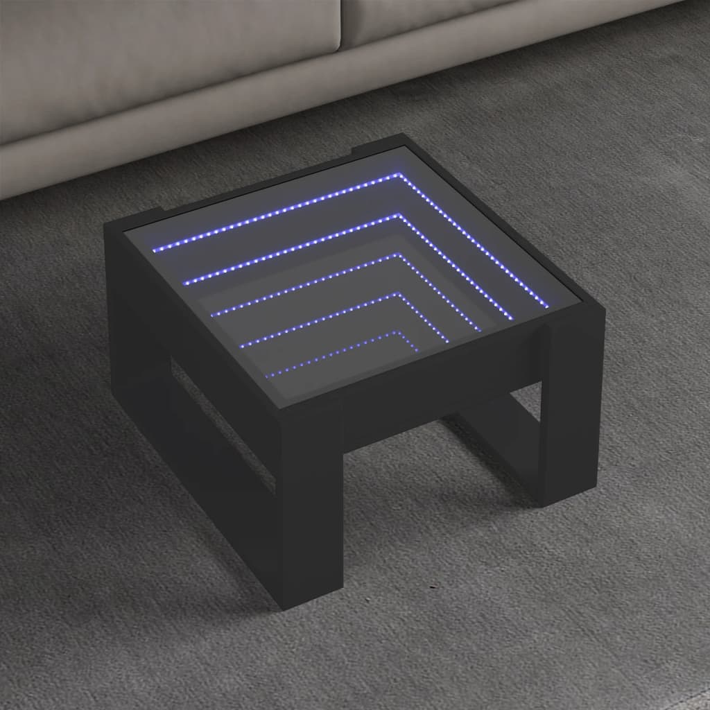 vidaXL Măsuță de cafea cu LED infinity, negru, 50x53x30 cm vidaXL Măsuță de cafea cu LED infinity, negru, 50x53x30 cm