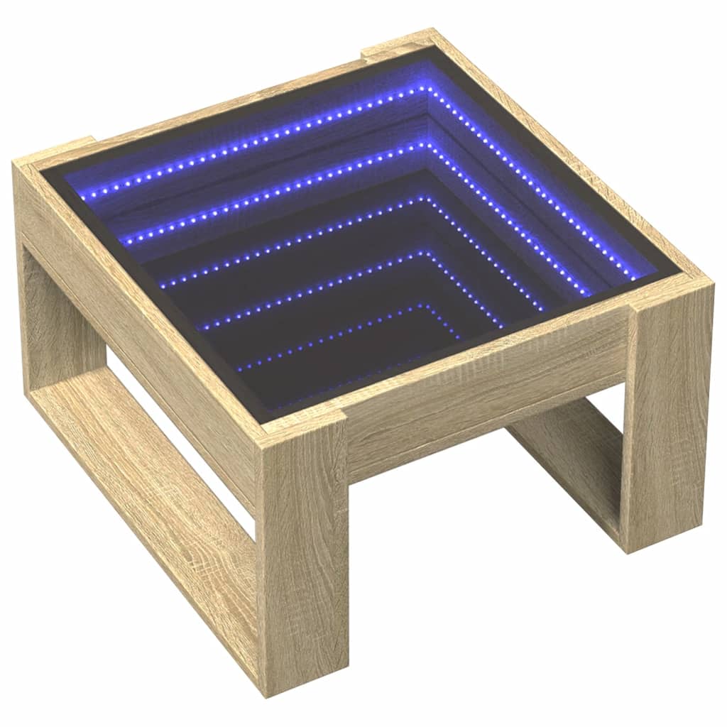 vidaXL Măsuță de cafea cu LED infinity, stejar sonoma, 50x53x30 cm vidaXL Măsuță de cafea cu LED infinity, stejar sonoma, 50x53x30 cm