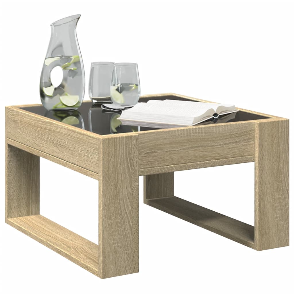 vidaXL Măsuță de cafea cu LED infinity, stejar sonoma, 50x53x30 cm vidaXL Măsuță de cafea cu LED infinity, stejar sonoma, 50x53x30 cm