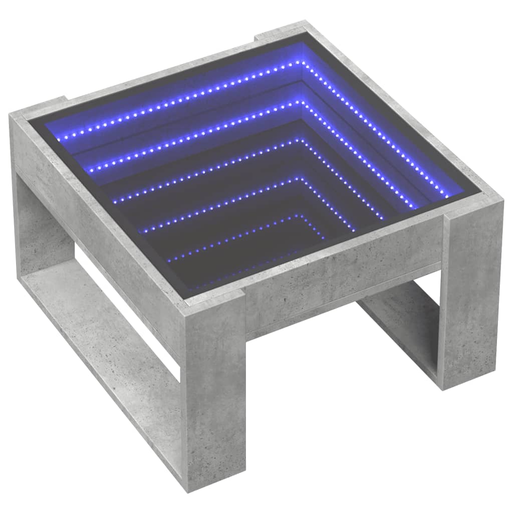 vidaXL Măsuță de cafea cu LED infinity, gri beton, 50x53x30 cm vidaXL Măsuță de cafea cu LED infinity, gri beton, 50x53x30 cm