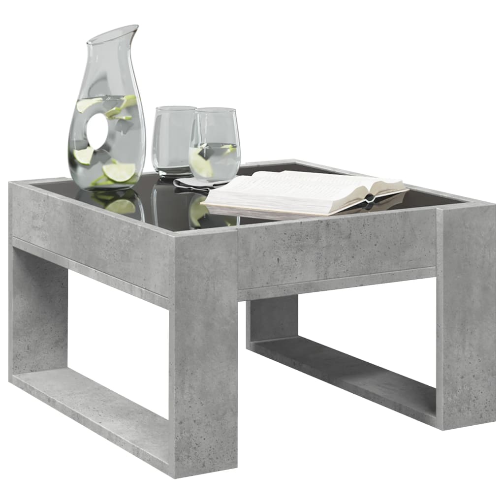 vidaXL Măsuță de cafea cu LED infinity, gri beton, 50x53x30 cm vidaXL Măsuță de cafea cu LED infinity, gri beton, 50x53x30 cm