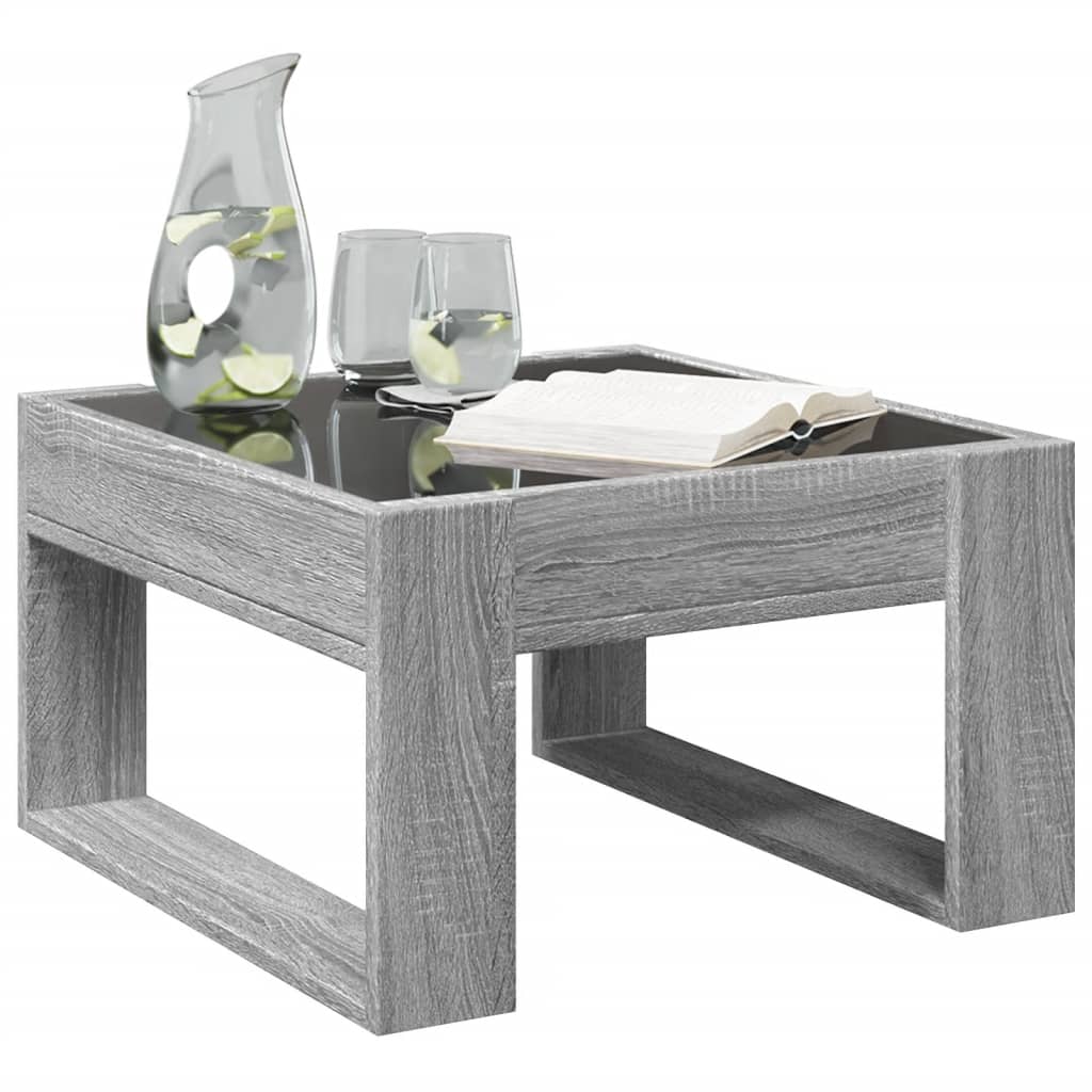 vidaXL Măsuță de cafea cu LED infinity, gri sonoma, 50x53x30 cm vidaXL Măsuță de cafea cu LED infinity, gri sonoma, 50x53x30 cm
