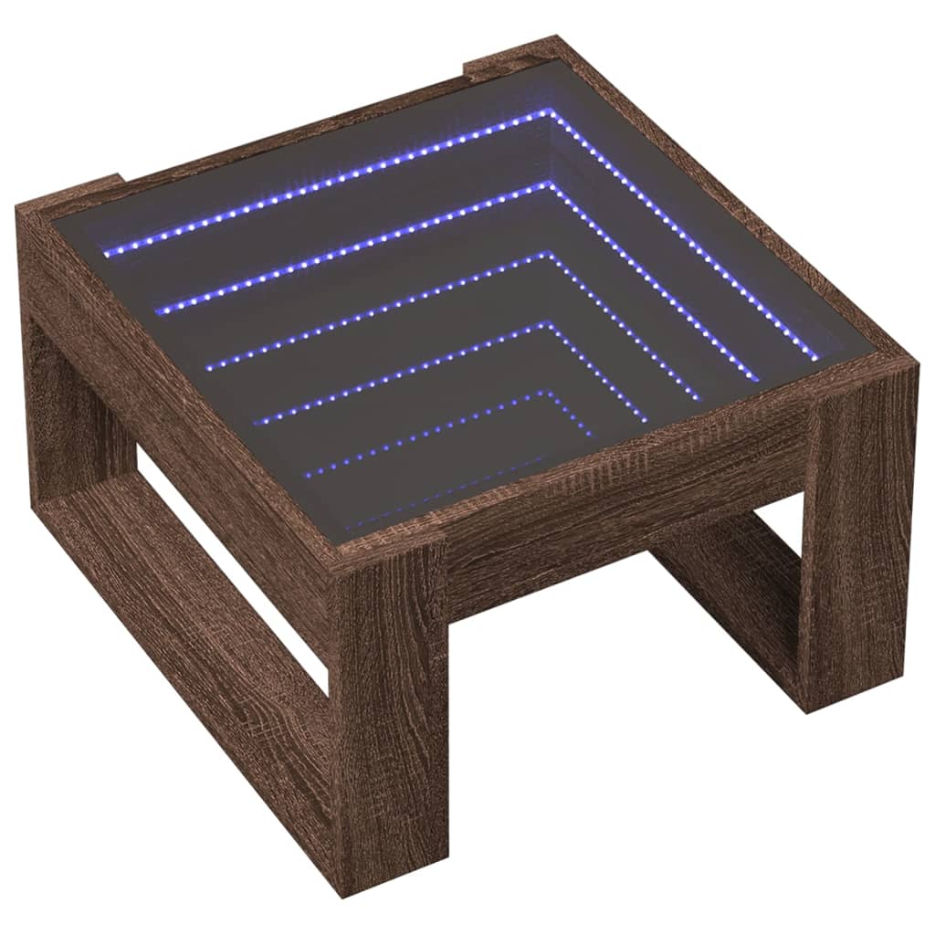 vidaXL Măsuță de cafea cu LED infinity, stejar maro, 50x53x30 cm vidaXL Măsuță de cafea cu LED infinity, stejar maro, 50x53x30 cm