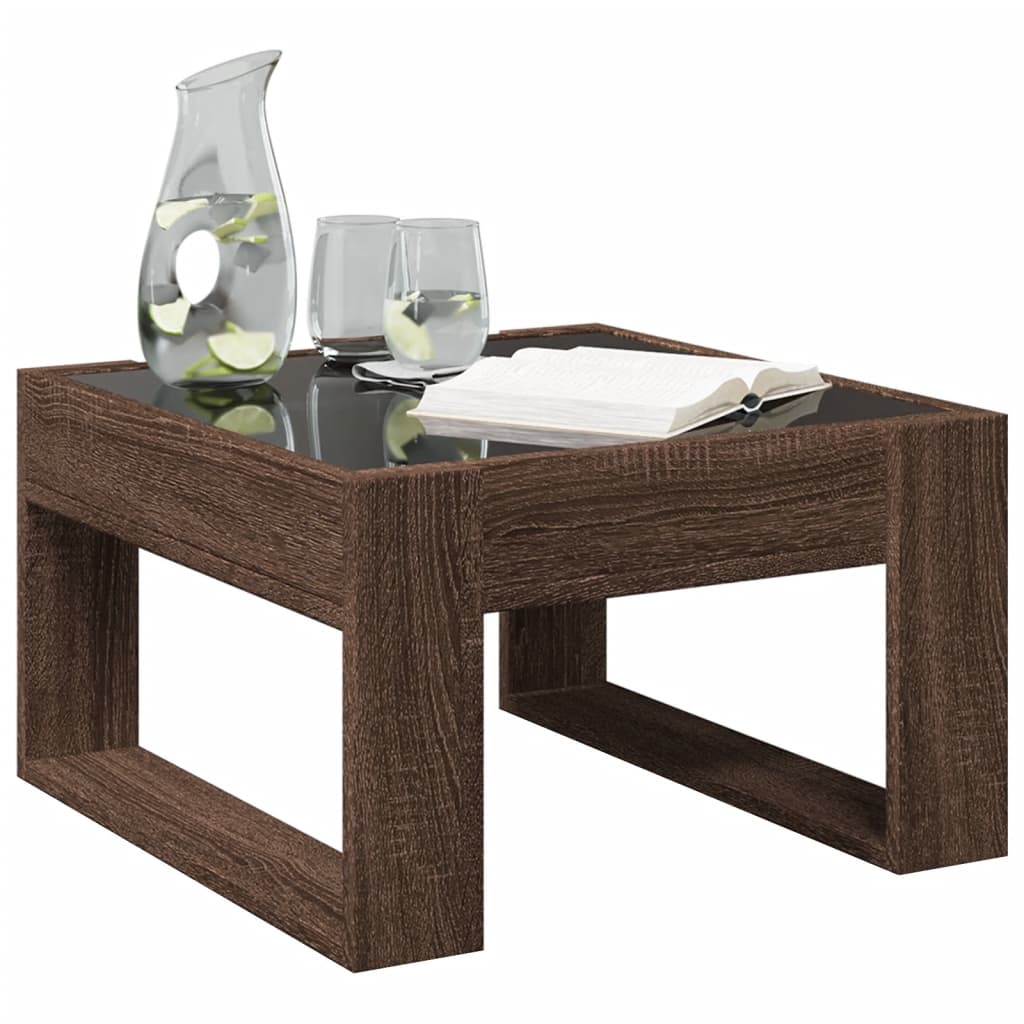 vidaXL Măsuță de cafea cu LED infinity, stejar maro, 50x53x30 cm vidaXL Măsuță de cafea cu LED infinity, stejar maro, 50x53x30 cm