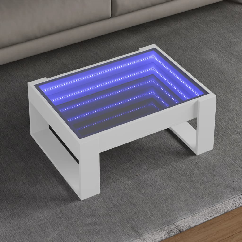 vidaXL Măsuță de cafea cu LED infinity, alb, 70x53x30 cm vidaXL Măsuță de cafea cu LED infinity, alb, 70x53x30 cm