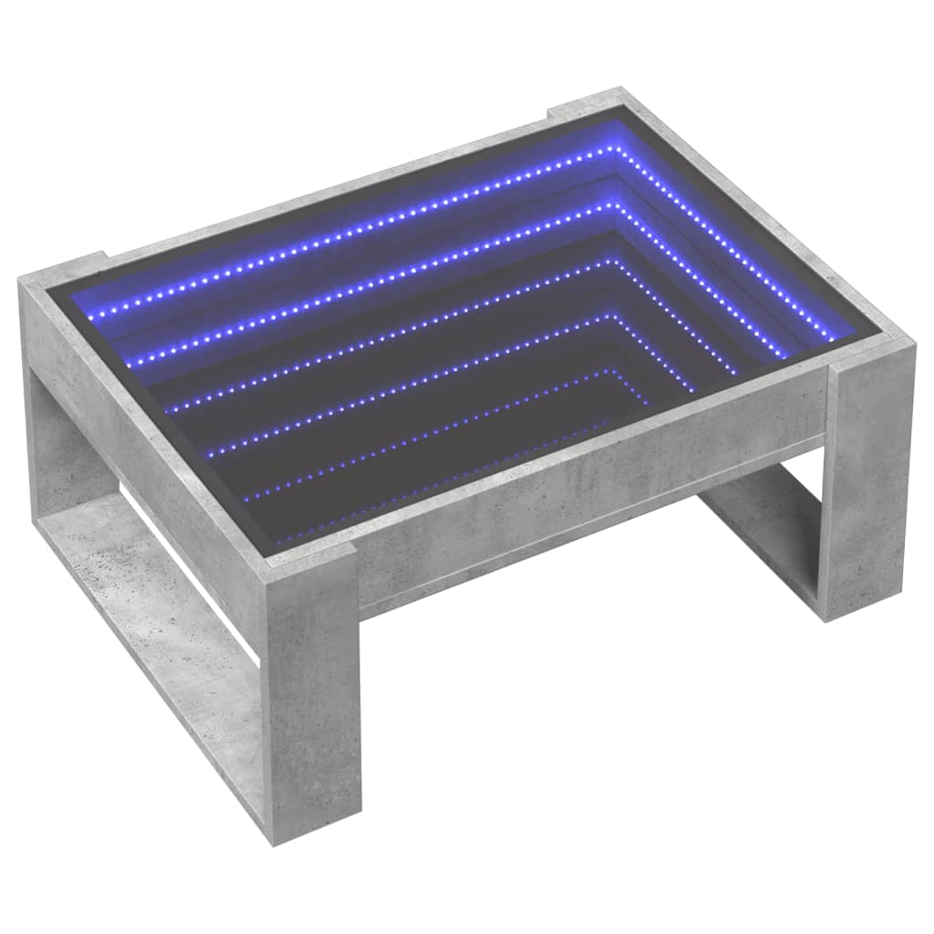 vidaXL Măsuță de cafea cu LED infinity, gri beton, 70x53x30 cm vidaXL Măsuță de cafea cu LED infinity, gri beton, 70x53x30 cm