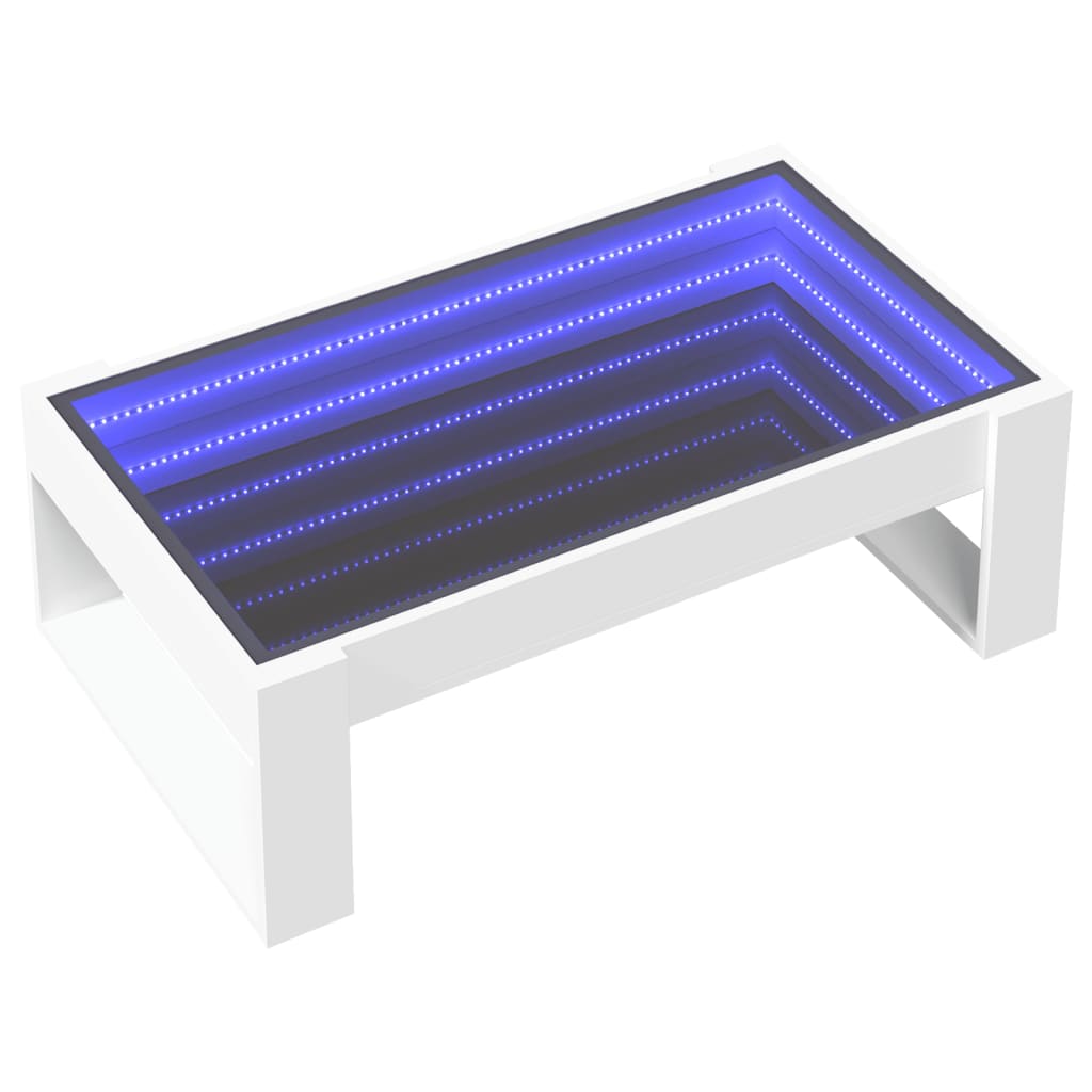 vidaXL Măsuță de cafea cu LED infinity, alb, 90x53x30 cm vidaXL Măsuță de cafea cu LED infinity, alb, 90x53x30 cm