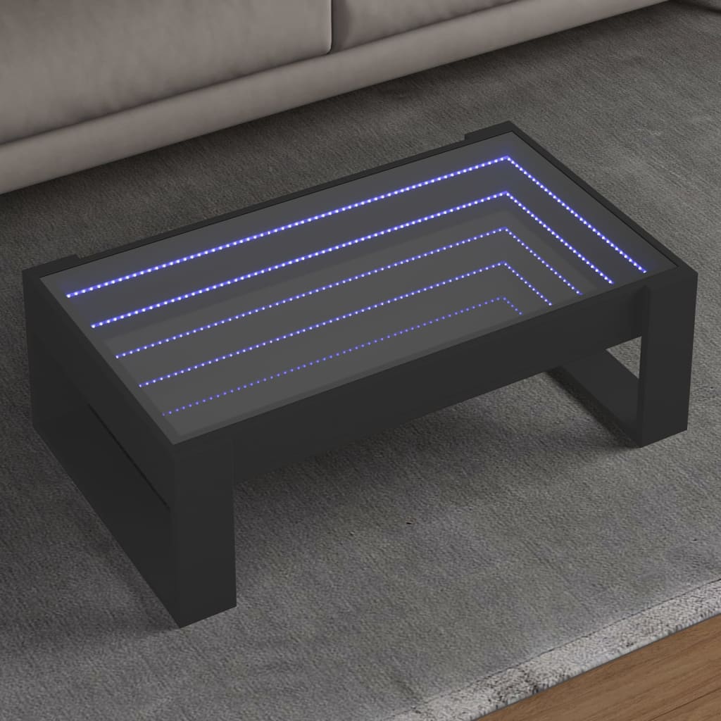 vidaXL Măsuță de cafea cu LED infinity, negru, 90x53x30 cm vidaXL Măsuță de cafea cu LED infinity, negru, 90x53x30 cm