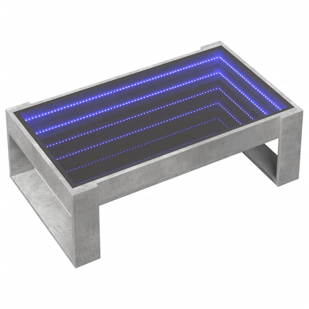vidaXL Măsuță de cafea cu LED infinity, gri beton, 90x53x30 cm